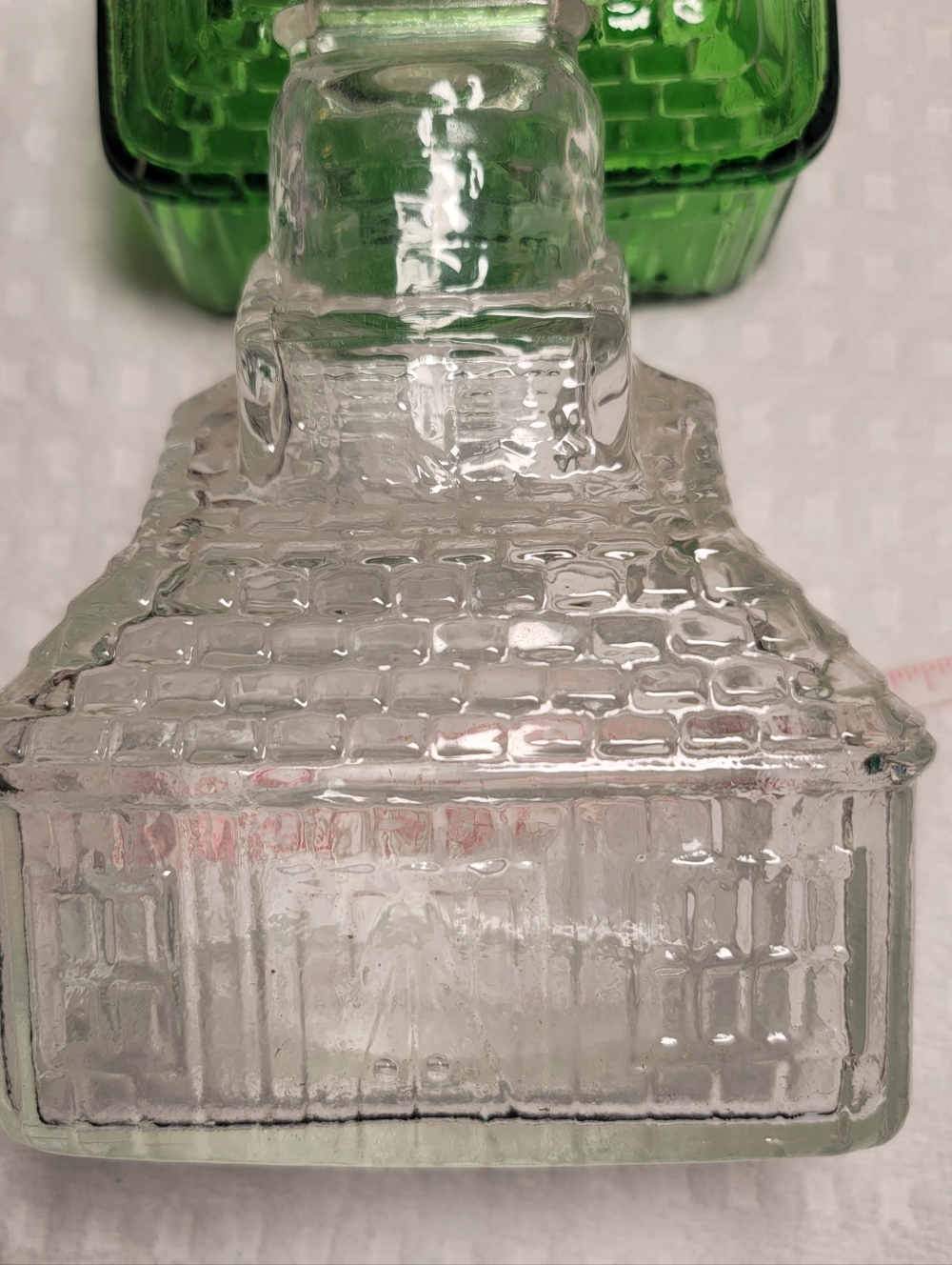 Vintage 1970s T. C. Wheaton Co. Flint Clear Glass Textured Bank Bottle